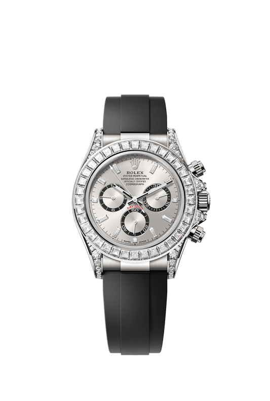 Cosmograph Daytona Oyster Chronograph Watch 40mm 18ct White Gold Diamond-Set Bezel Steel Dial