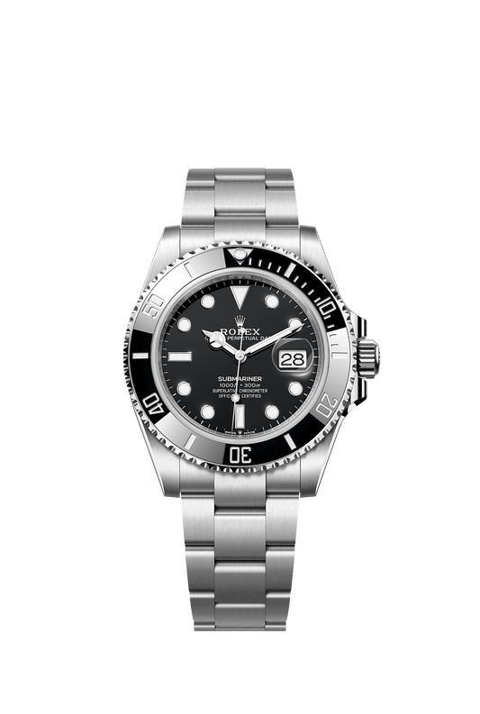ساعة Submariner Date بقطر 41 مم من فولاذ Oystersteel، ميناء أسود، إطار Cerachrom وسوار Oyster، ذاتية التعبئة