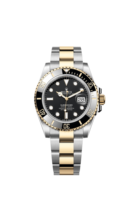 ساعة Submariner Date بقطر 41 مم من الفولاذ Oystersteel والذهب الأصفر، ميناء أسود وسوار Oyster، ذاتية التعبئة