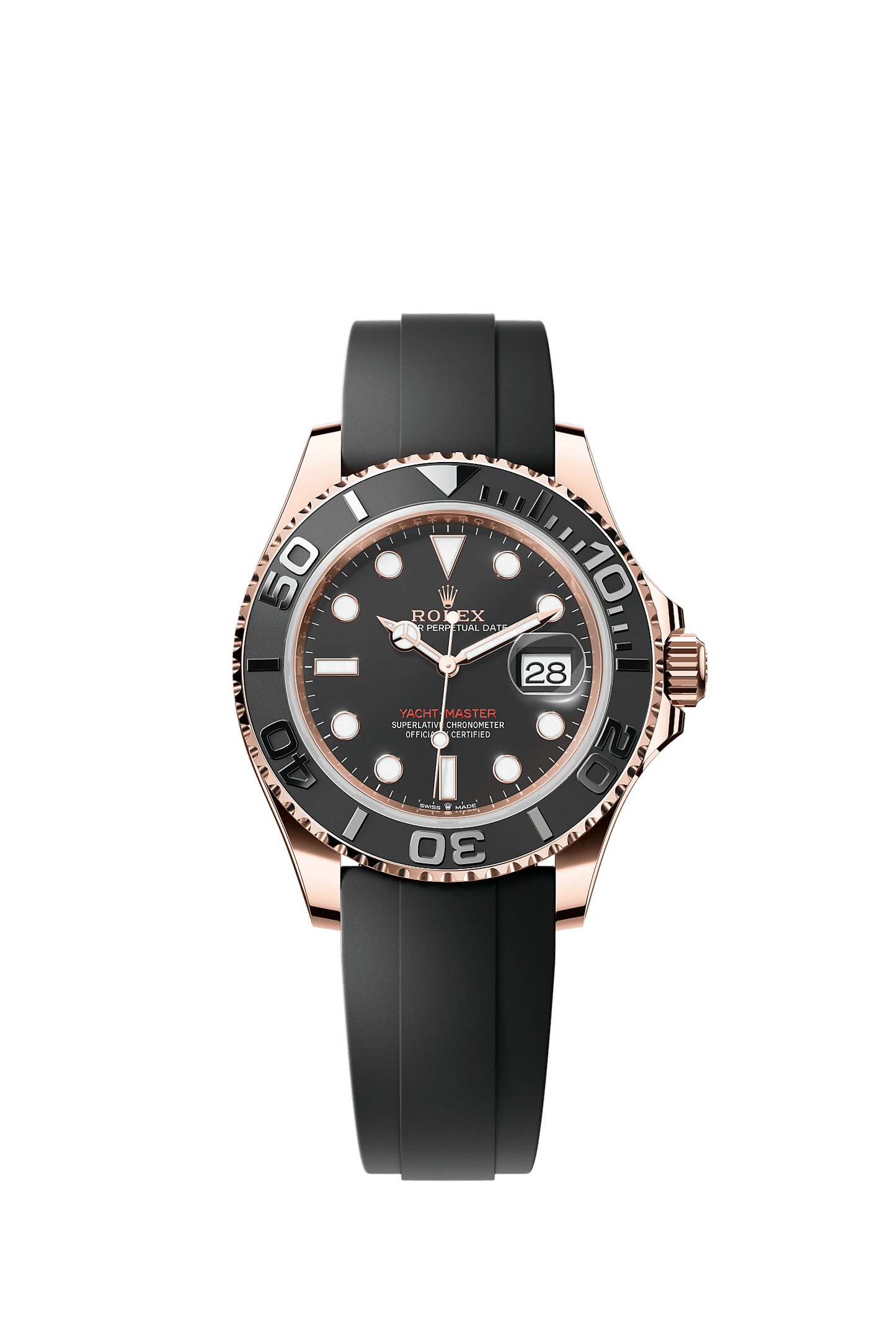 Yacht-Master 40 Oyster Chronometer Watch 40mm 18ct Everose Gold Intense Black Dial Oysterflex Bracelet