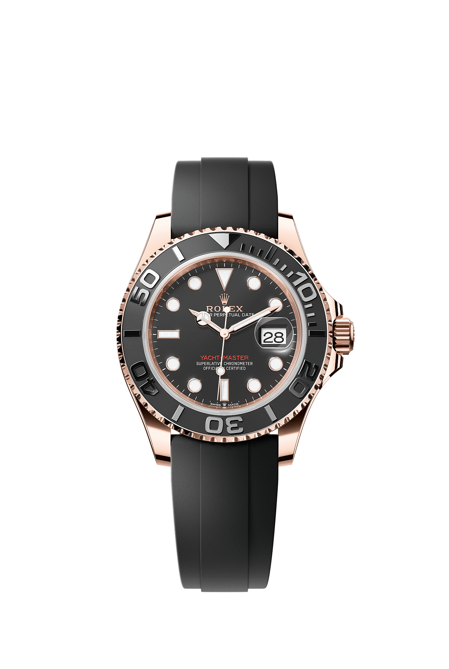 Yacht-Master 40 Oyster Chronometer Watch 40mm 18ct Everose Gold Intense Black Dial Oysterflex Bracelet