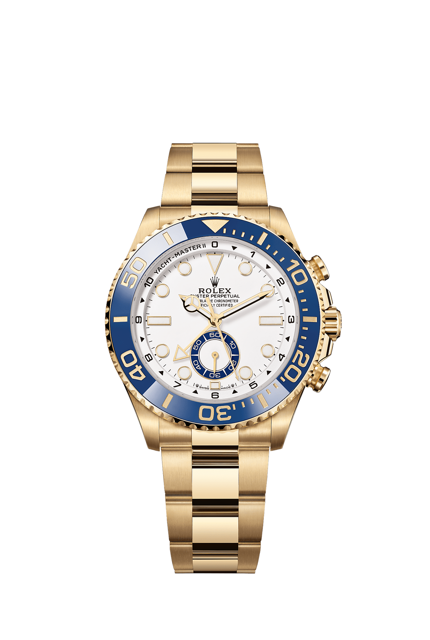 Yacht-Master II 44 Oyster Perpetual Chronometer Watch 44mm 18ct Yellow Gold Blue Cerachrom Bezel White Dial Oyster Bracelet