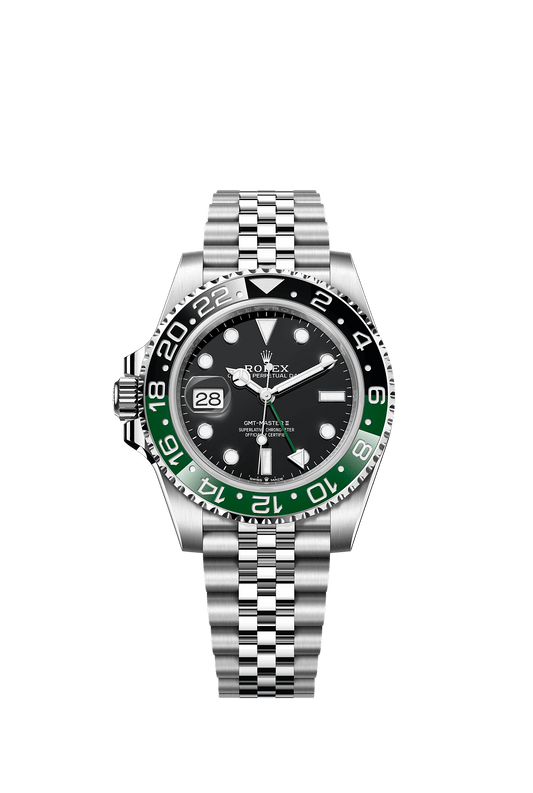 ساعة GMT-Master II مقاس 40 مم من الفولاذ Oystersteel، ميناء أسود، إطار Cerachrom باللونين الأخضر والأسود، سوار Jubilee، ذاتية التعبئة