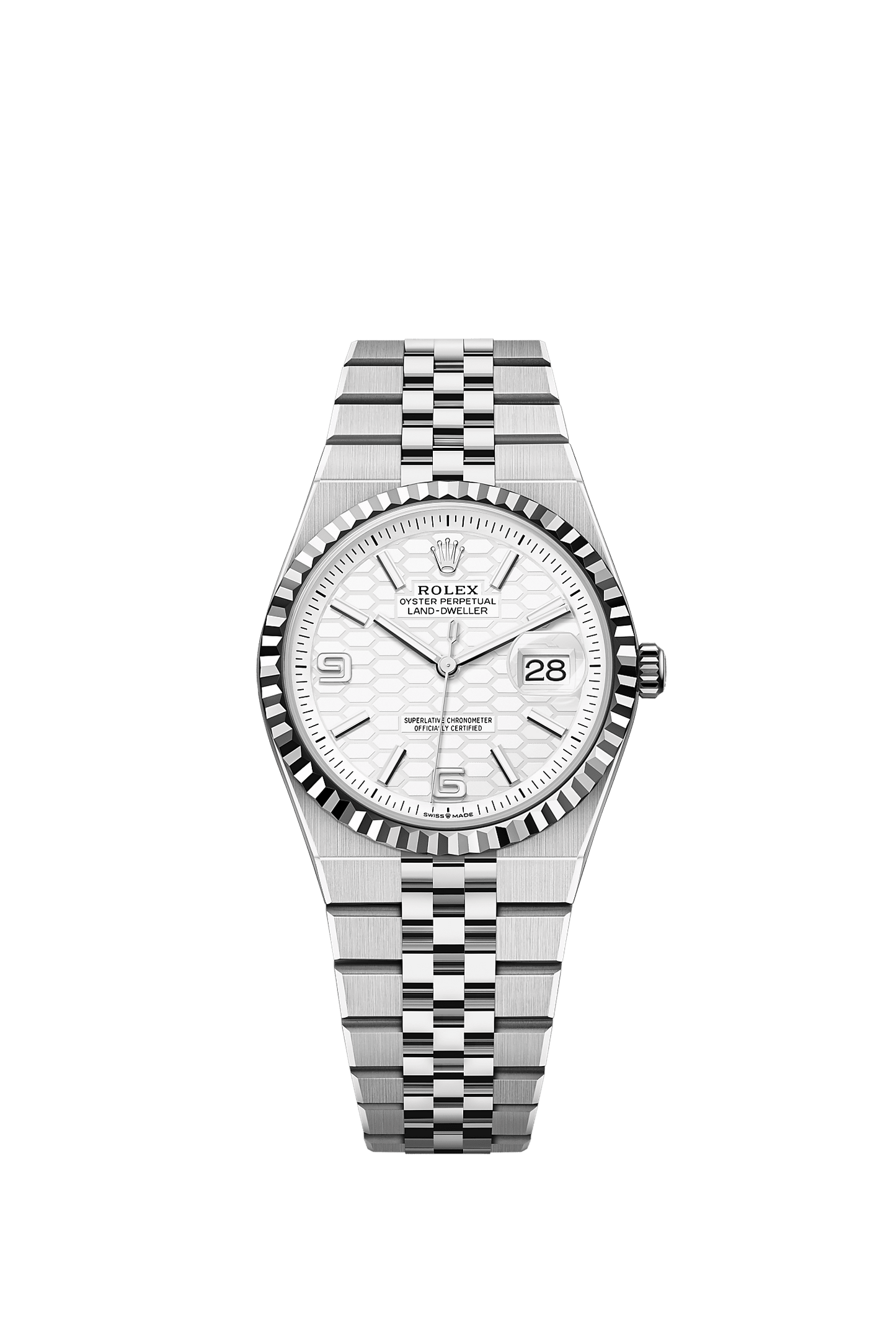 Land-Dweller 36 36mm Oystersteel White Gold Intense White Dial Flat Jubilee Bracelet Self-Winding Watch