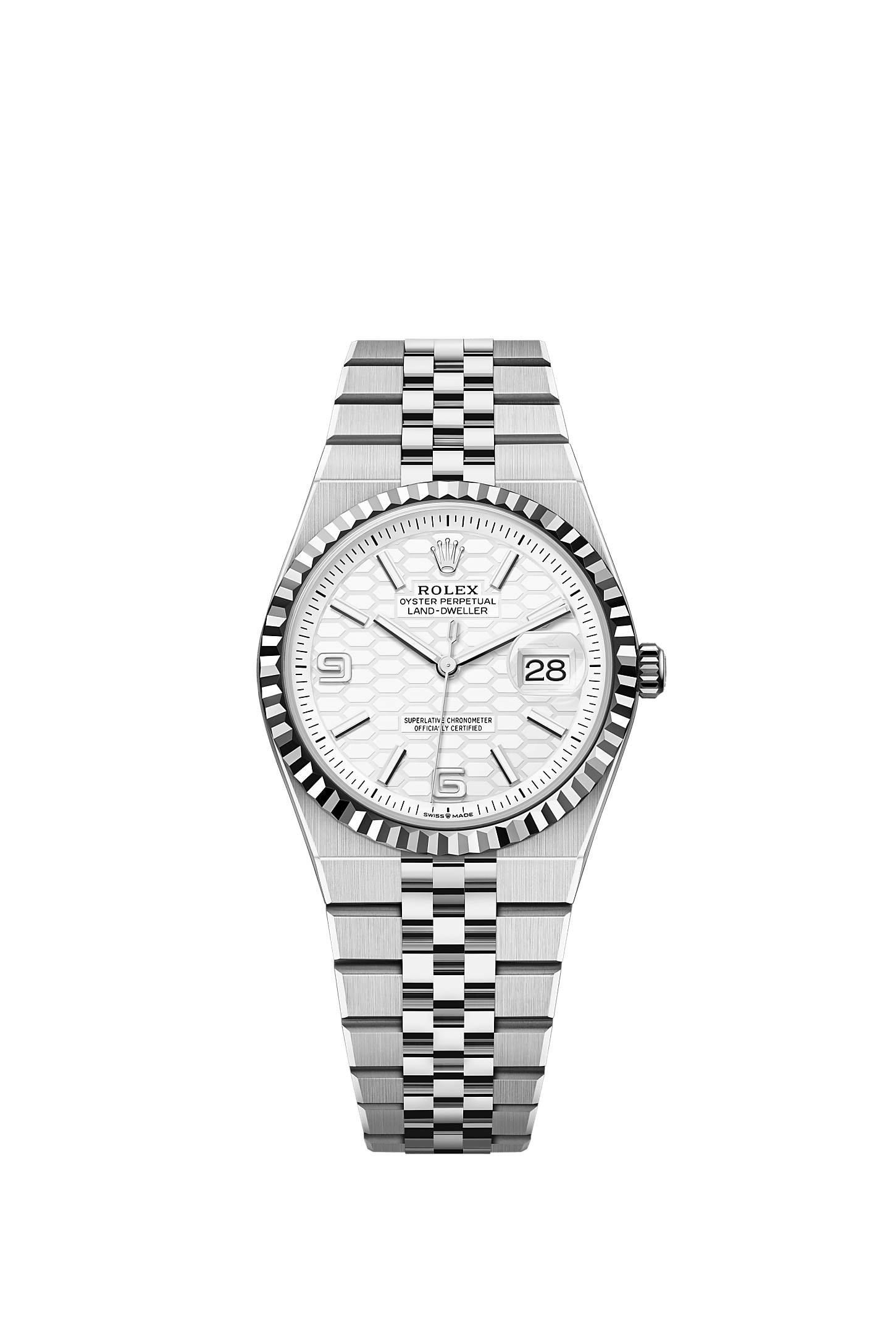 Land-Dweller 36 36mm Oystersteel White Gold Intense White Dial Flat Jubilee Bracelet Self-Winding Watch