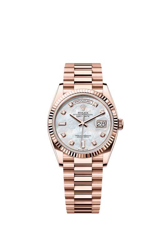 Day-Date 36 Oyster Chronometer Watch 36mm 18ct Everose Gold White Mother-Of-Pearl Diamond Dial President Bracelet