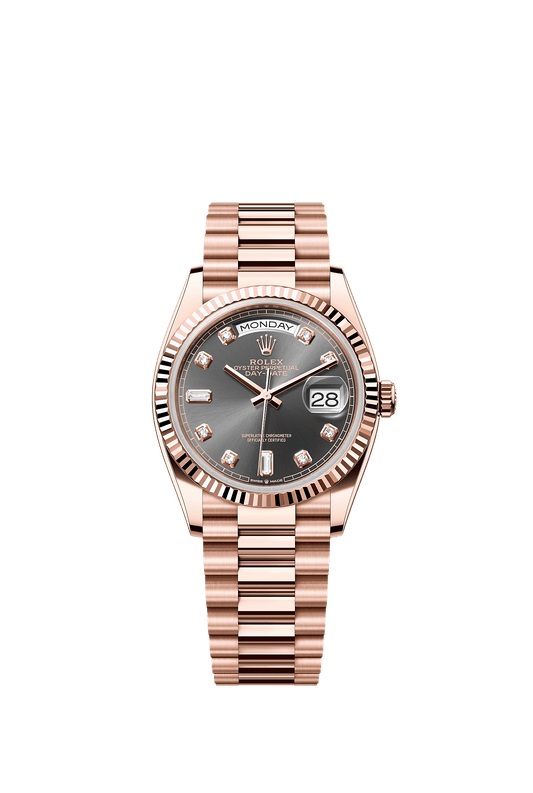 Day-Date 36 Oyster Perpetual Chronometer Watch 36mm 18ct Everose Gold Slate Diamond Dial President Bracelet