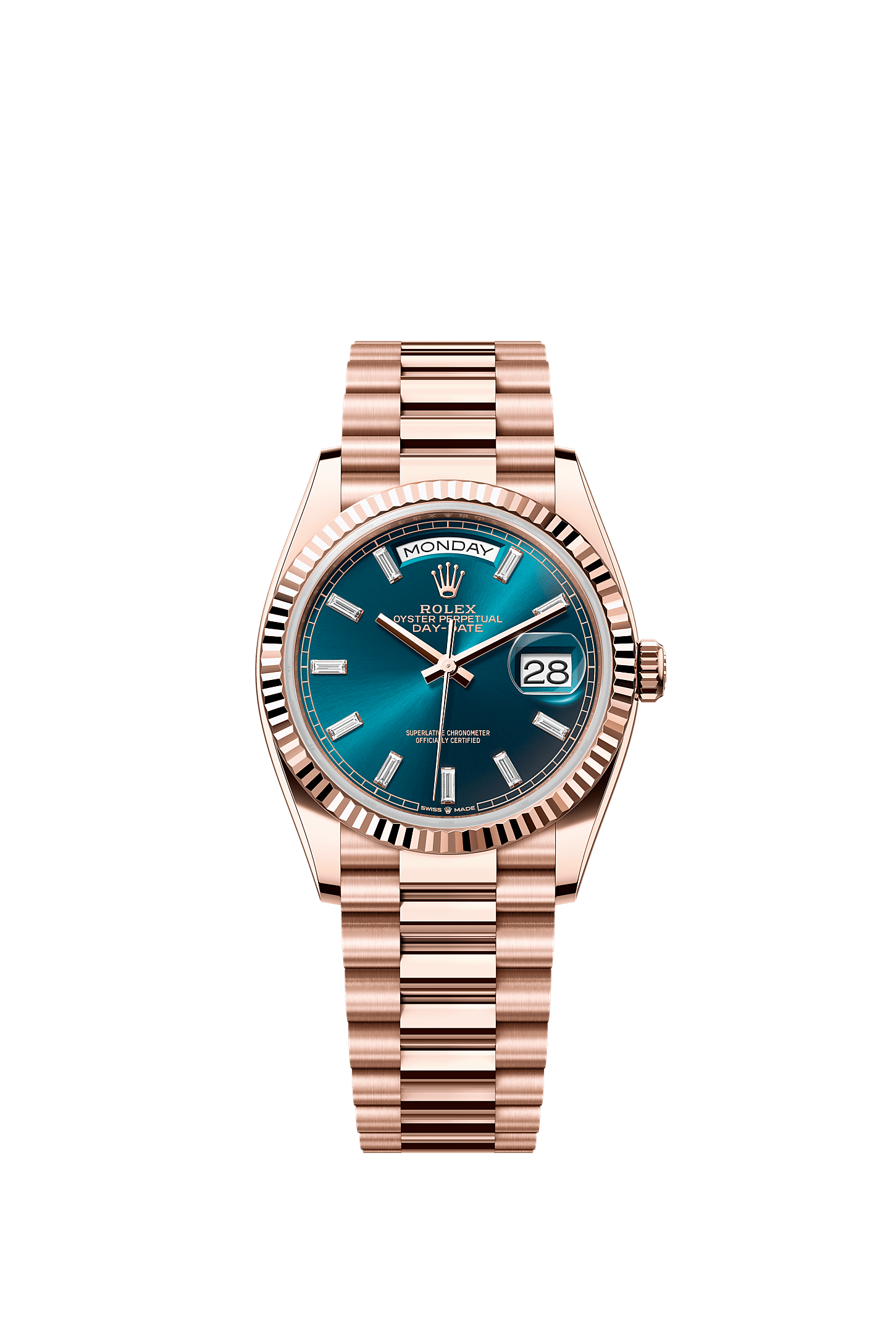 Day-Date 36 Oyster Perpetual Chronometer Watch 36mm 18ct Everose Gold Blue-Green Diamond Dial President Bracelet