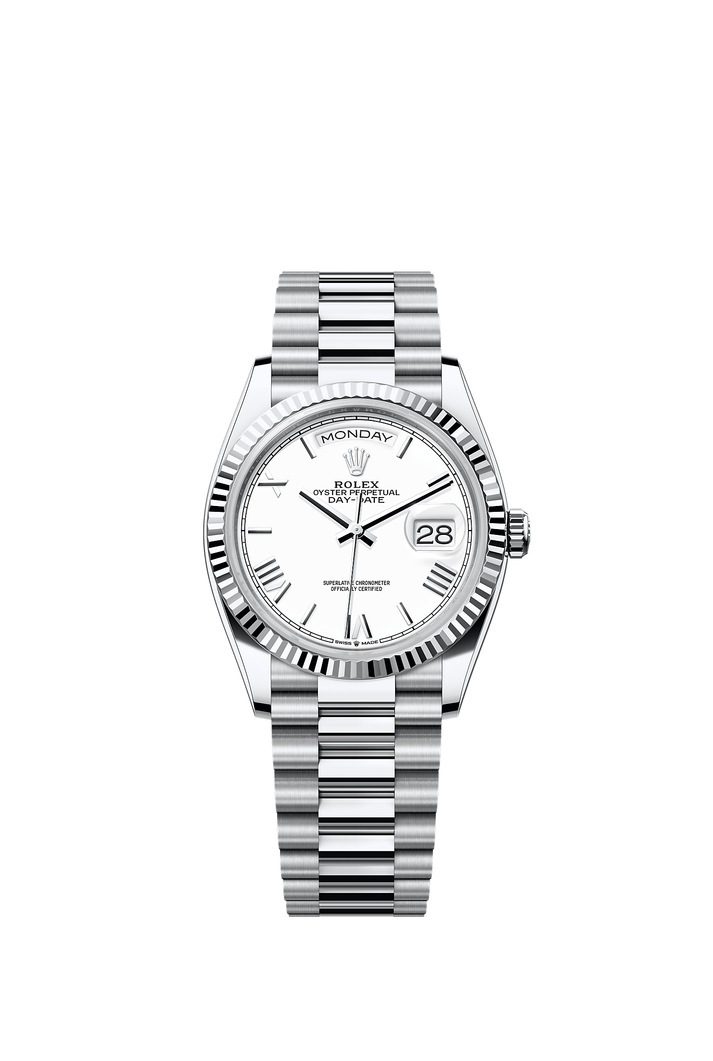 Day-Date 36 36mm 950 Platinum White Dial Fluted Bezel President Bracelet Self-Winding Watch