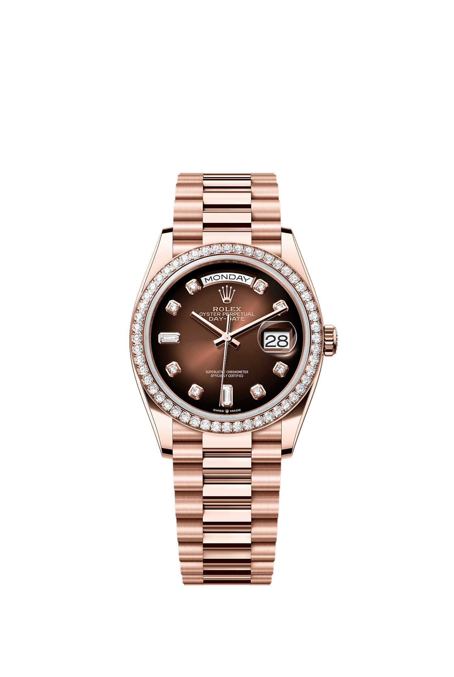Day-Date 36 Oyster Perpetual Chronometer Watch 36mm 18ct Everose Gold Brown Ombré Diamond Dial President Bracelet