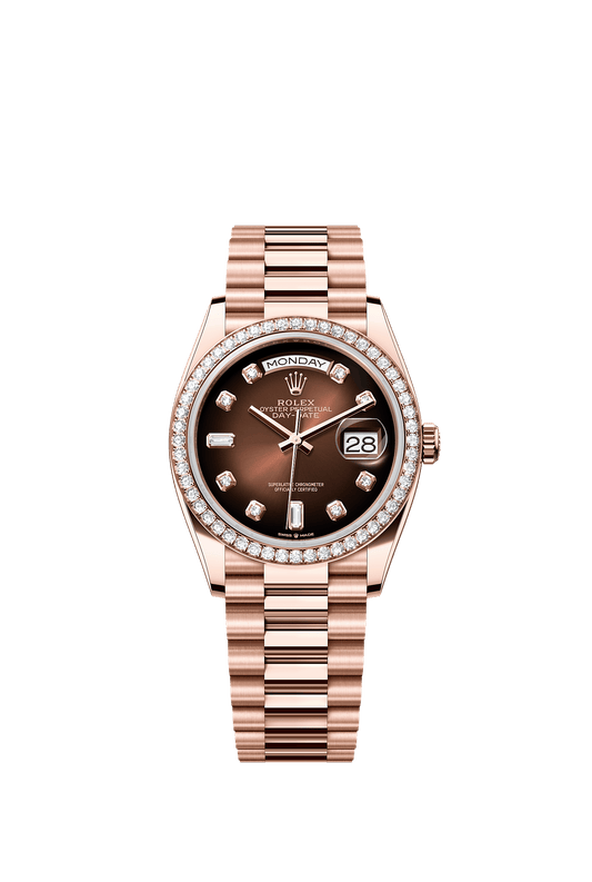 Day-Date 36 Oyster Perpetual Chronometer Watch 36mm 18ct Everose Gold Brown Ombré Diamond Dial President Bracelet
