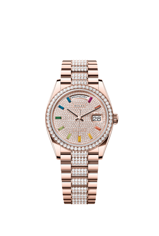 Day-Date 36 Oyster Perpetual Chronometer Watch 36mm 18ct Everose Gold Diamond-Paved Dial President Bracelet