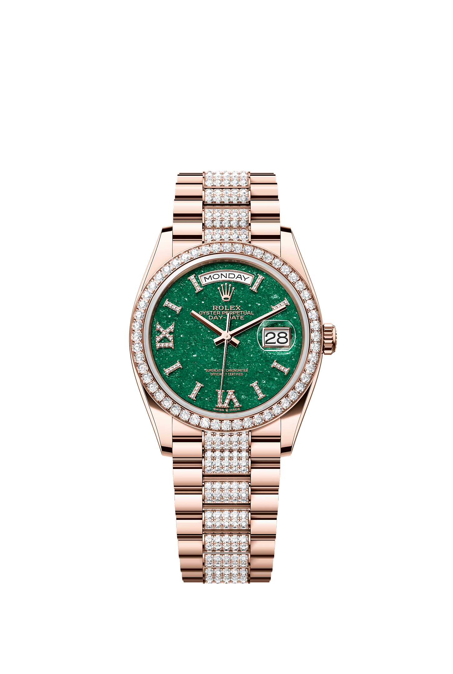Day-Date 36 Oyster Perpetual Chronometer Watch 36mm 18ct Everose Gold Green Aventurine Diamond Dial President Bracelet