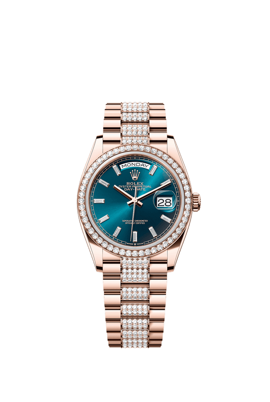 Day-Date 36 Oyster Perpetual Chronometer Watch 36mm 18ct Everose Gold Blue-Green Diamond Dial President Bracelet
