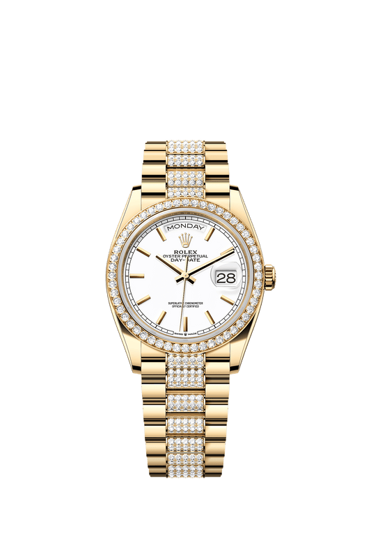 Day-Date 36 Oyster Perpetual Chronometer Watch 36mm 18ct Yellow Gold White Diamond Dial President Bracelet