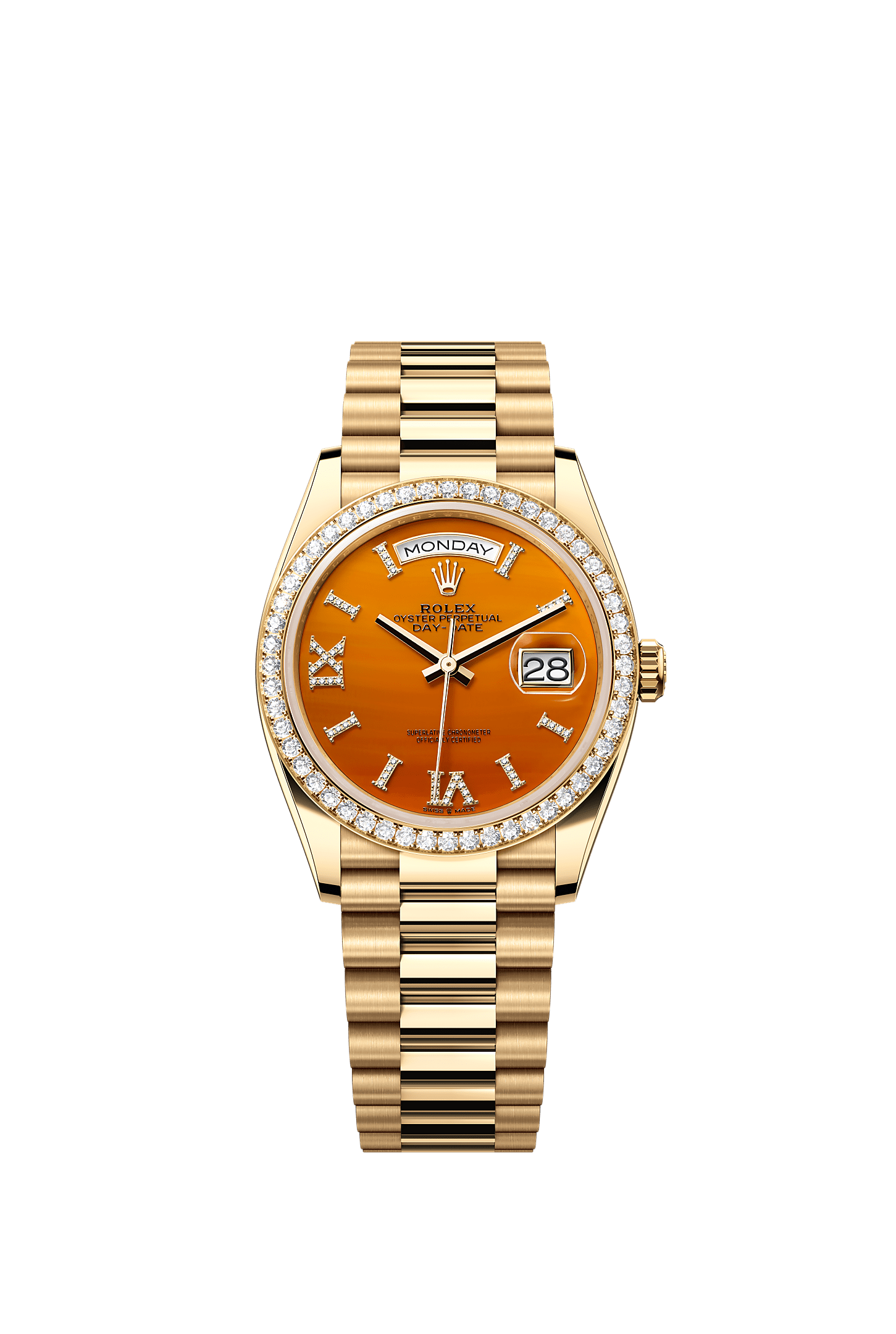 Day-Date 36 Oyster Perpetual Chronometer Watch 36mm 18ct Yellow Gold Carnelian Diamond Dial President Bracelet