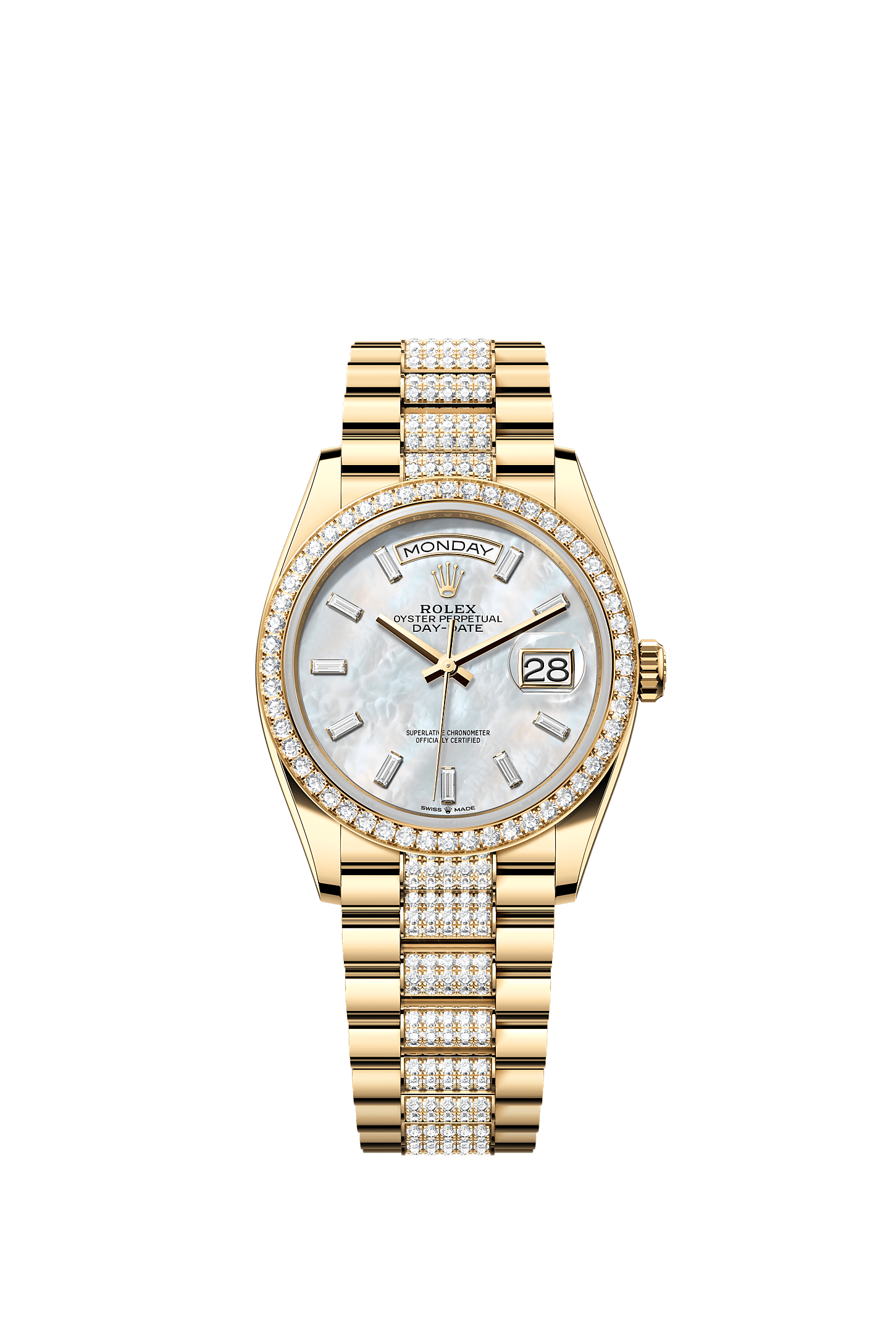 Day-Date 36 Oyster Perpetual Chronometer Watch 36mm 18ct Yellow Gold White Mother-of-Pearl Diamond Dial President Bracelet