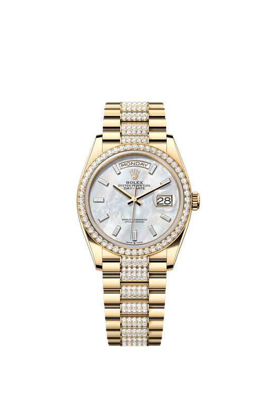 Day-Date 36 Oyster Perpetual Chronometer Watch 36mm 18ct Yellow Gold White Mother-of-Pearl Diamond Dial President Bracelet