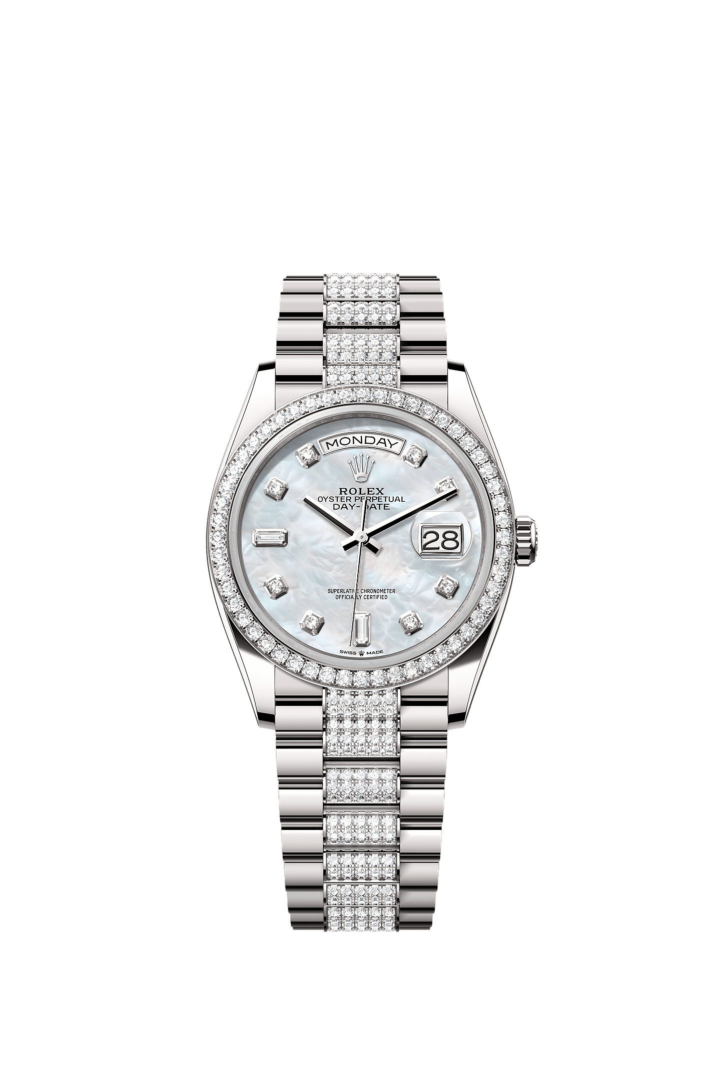 Day-Date 36 Oyster Perpetual Chronometer Watch 36mm 18ct White Gold Diamond-Paved Dial President Bracelet