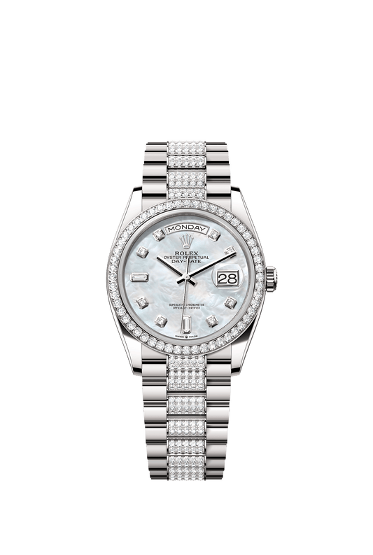 Day-Date 36 Oyster Perpetual Chronometer Watch 36mm 18ct White Gold Diamond-Paved Dial President Bracelet