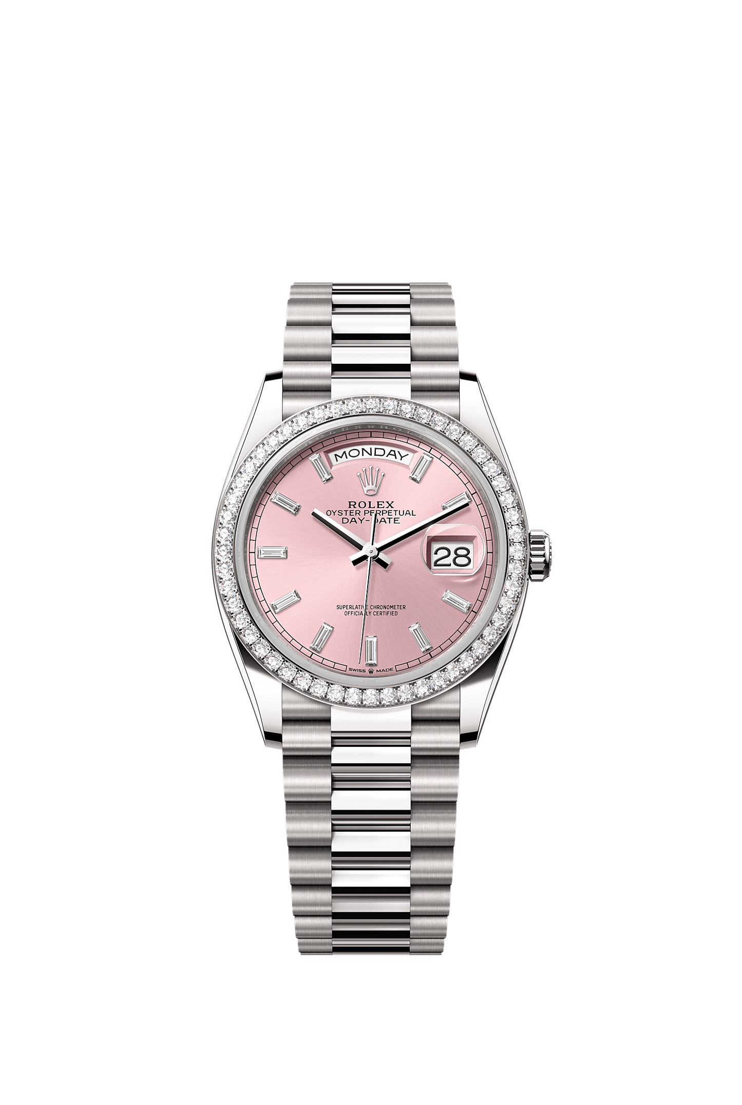 Day-Date 36 Oyster Chronometer Watch 36mm 18ct White Gold Pink Diamond Dial President Bracelet