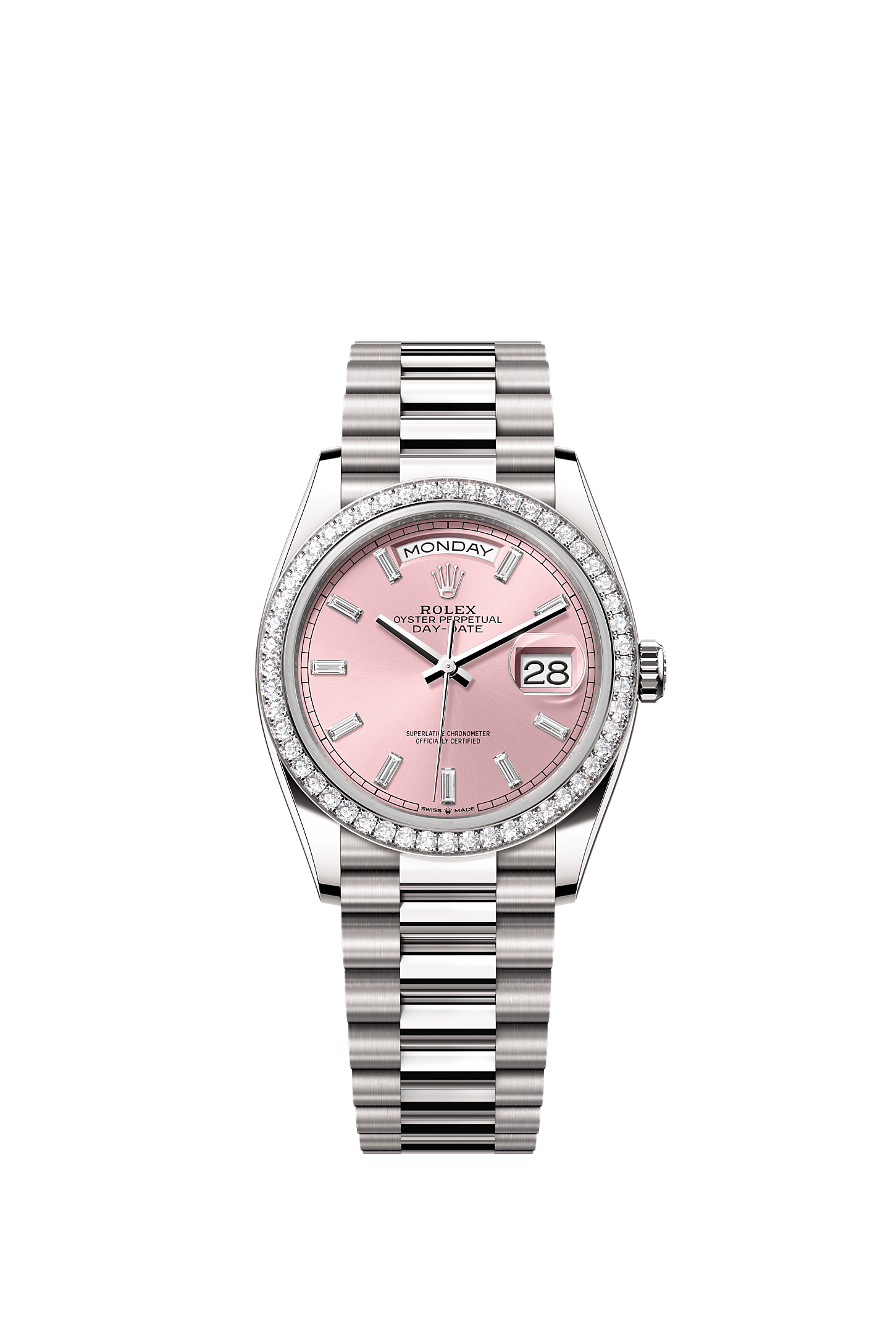 Day-Date 36 Oyster Chronometer Watch 36mm 18ct White Gold Pink Diamond Dial President Bracelet