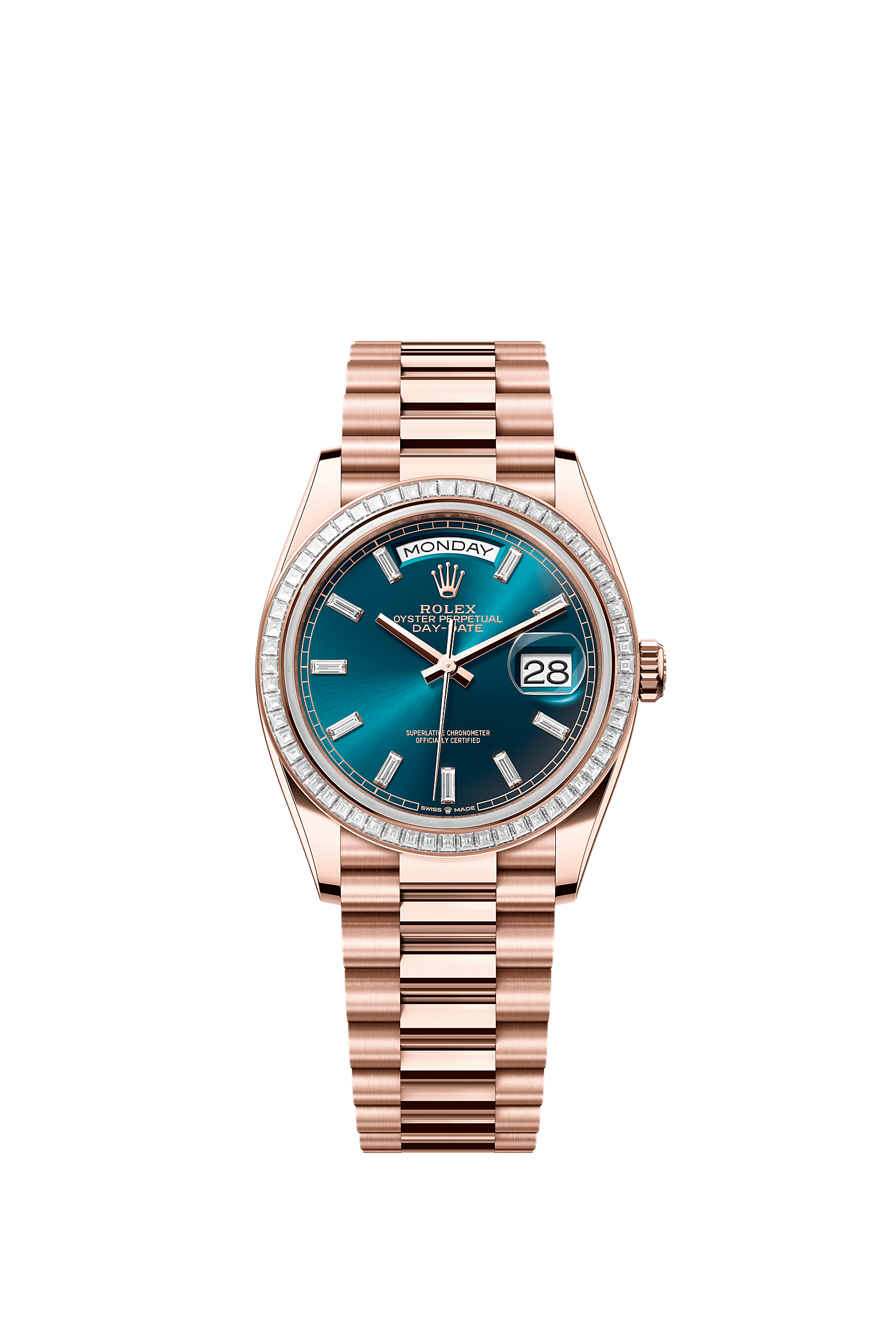 Day-Date 36 Oyster Perpetual Chronometer Watch 36mm 18ct Everose Gold Blue-Green Diamond Dial President Bracelet