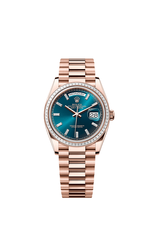 Day-Date 36 Oyster Perpetual Chronometer Watch 36mm 18ct Everose Gold Blue-Green Diamond Dial President Bracelet