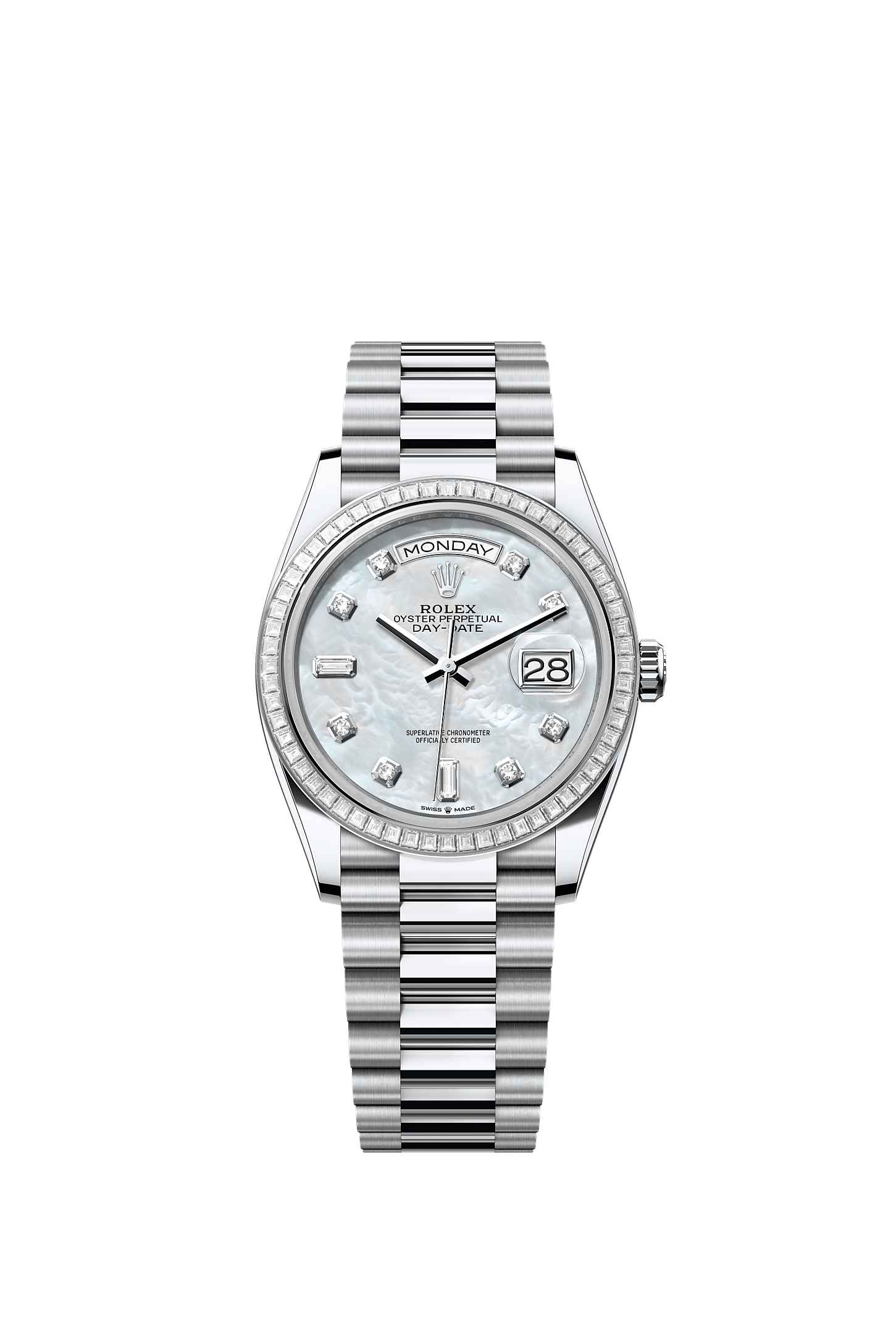 Day-Date 36 Platinum White Mother-Of-Pearl Diamond Dial President Bracelet 36mm Self-Winding Watch