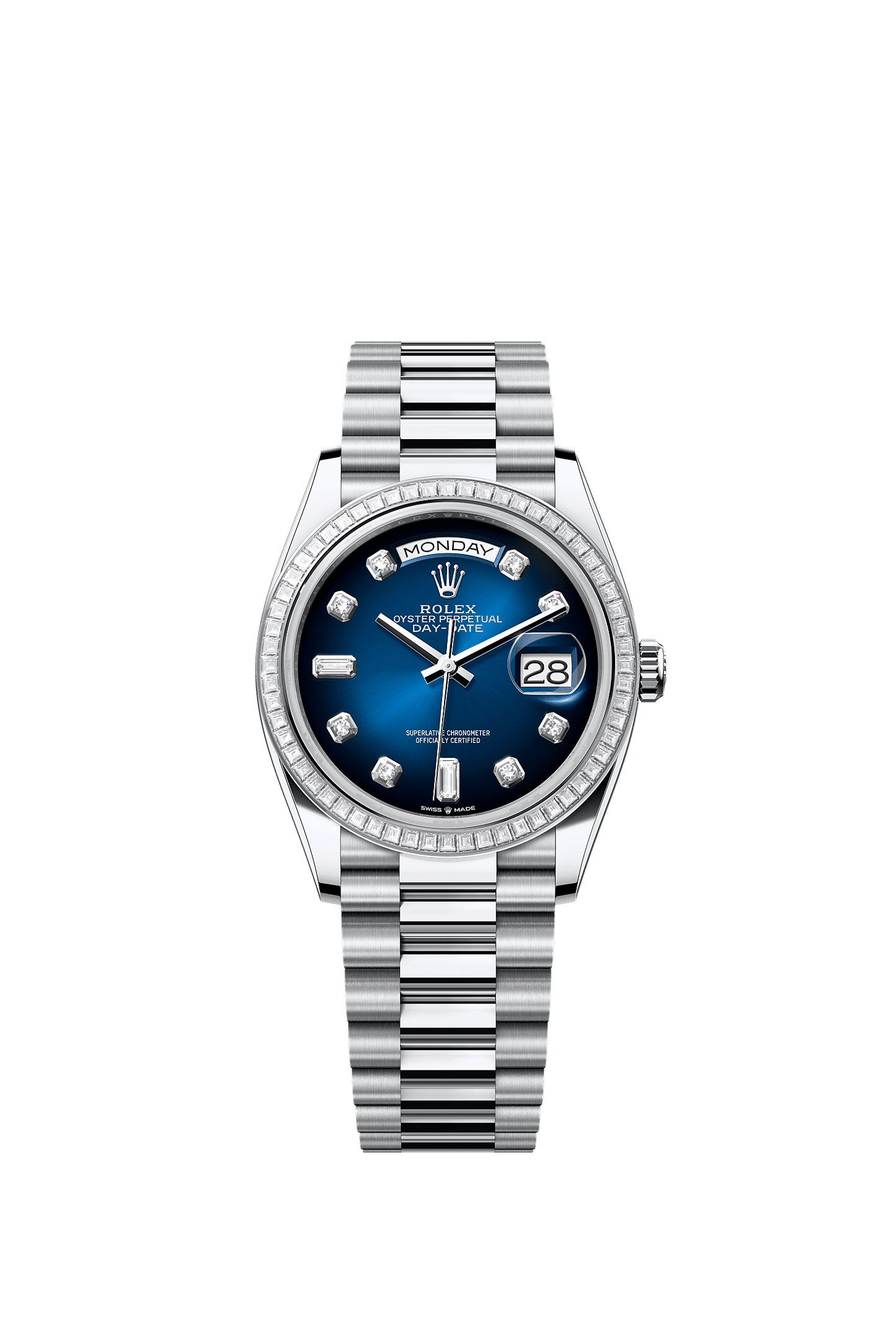 Day-Date 36 950 Platinum Blue Ombré Diamond Dial President Bracelet 36mm Self-Winding Watch