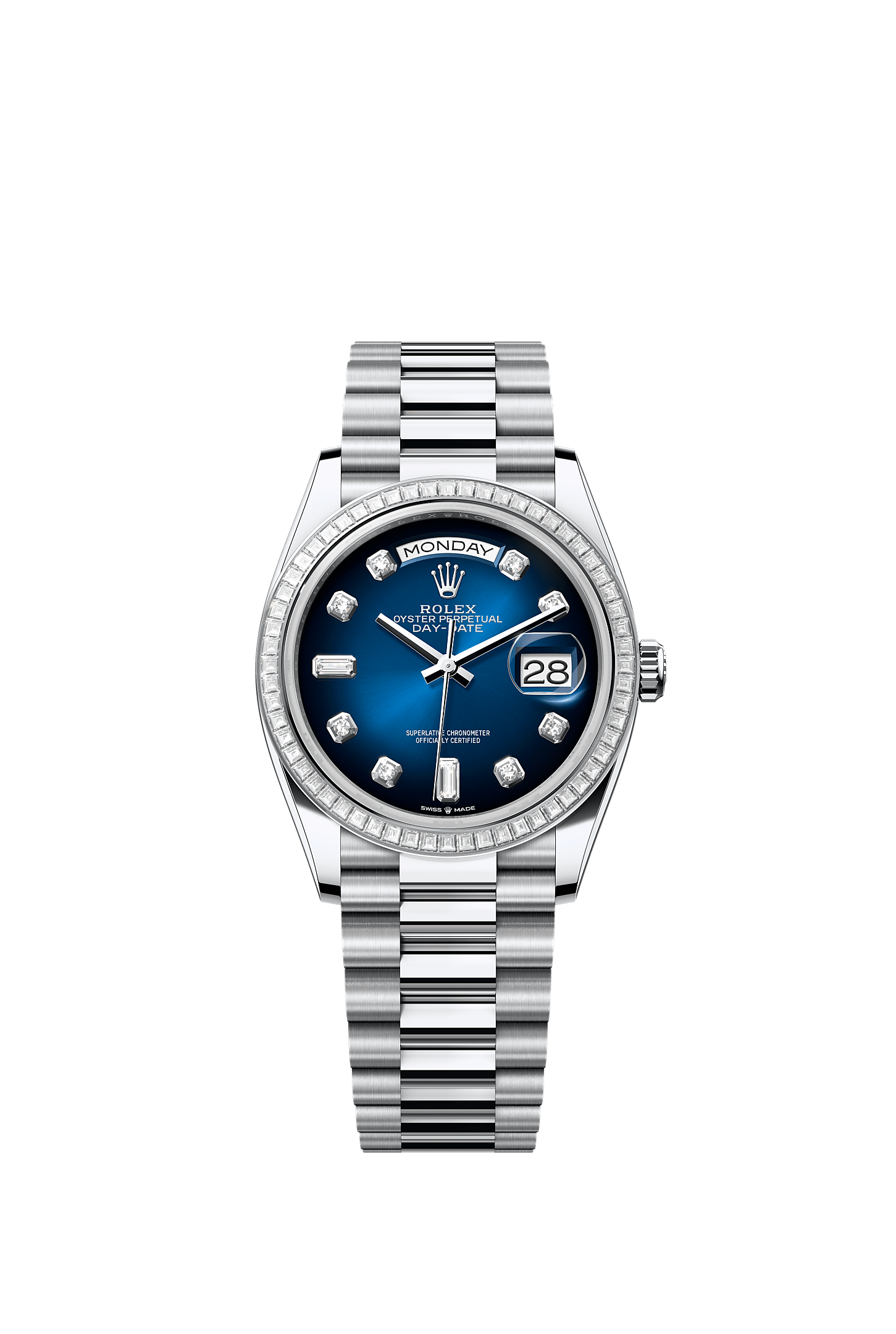 Day-Date 36 950 Platinum Blue Ombré Diamond Dial President Bracelet 36mm Self-Winding Watch