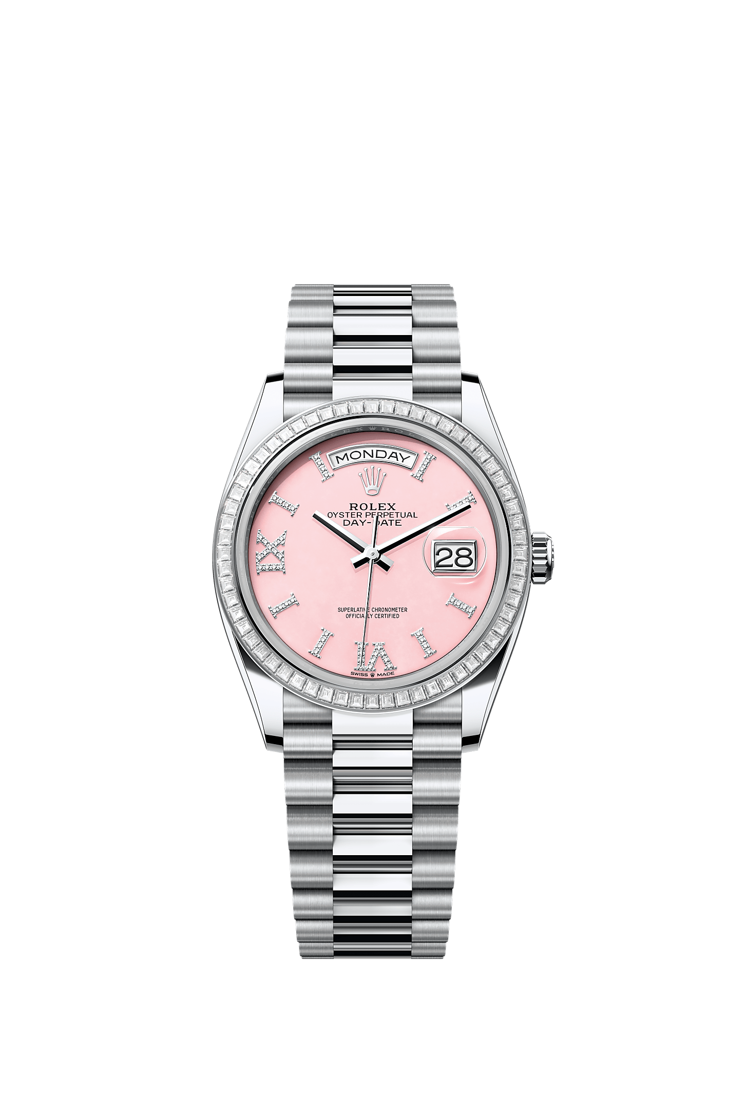 Day-Date 36 950 Platinum Pink Opal Diamond Dial President Bracelet 36mm Self-Winding Watch