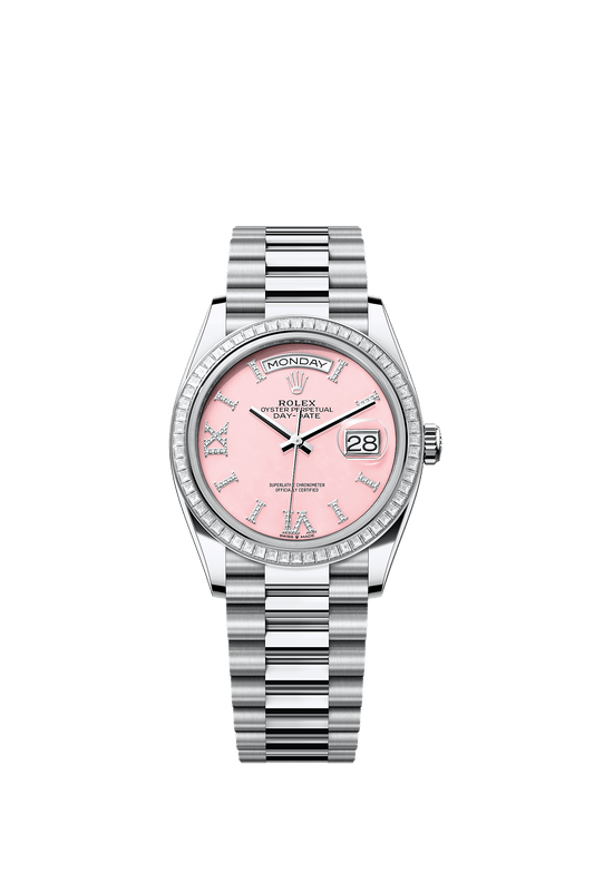 Day-Date 36 950 Platinum Pink Opal Diamond Dial President Bracelet 36mm Self-Winding Watch