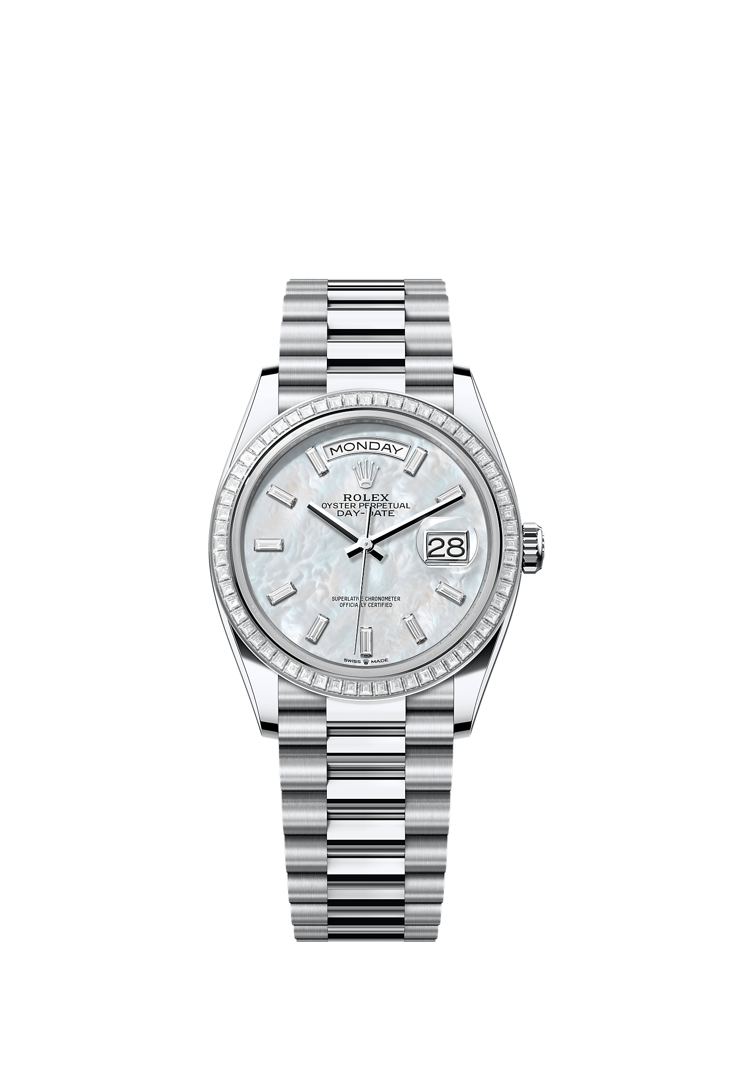 Day-Date 36 Platinum White Mother-Of-Pearl Diamond Dial President Bracelet 36mm Self-Winding Watch