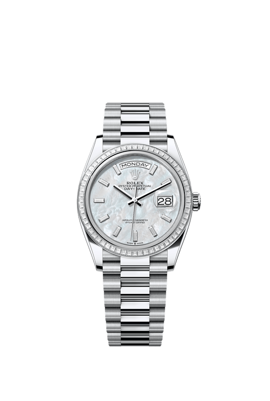 Day-Date 36 Platinum White Mother-Of-Pearl Diamond Dial President Bracelet 36mm Self-Winding Watch