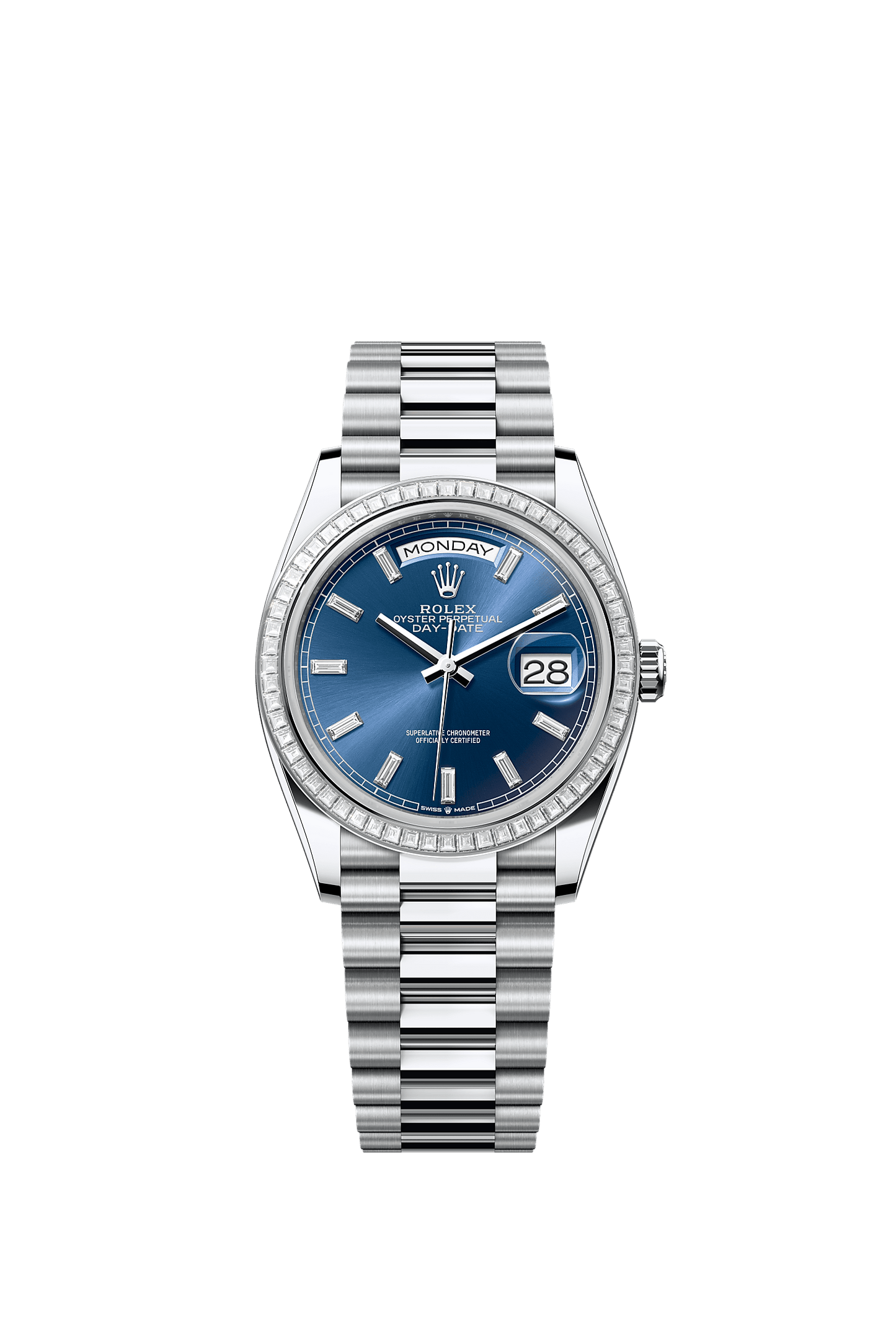 Day-Date 36 Platinum Bright Blue Diamond Dial President Bracelet 36mm Self-Winding Watch