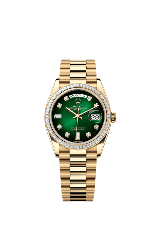 Day-Date 36 Oyster Perpetual Chronometer Watch 36mm 18ct Yellow Gold Green Ombré Diamond Dial President Bracelet
