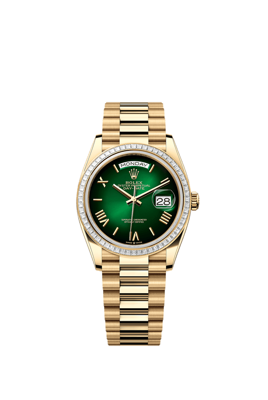 Day-Date 36 Oyster Perpetual Chronometer Watch 36mm 18ct Yellow Gold Green Ombré Diamond Dial President Bracelet