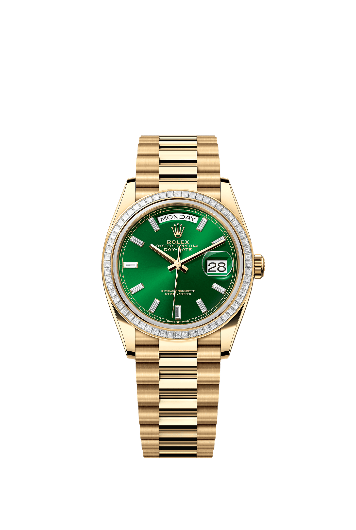 Day-Date 36 Oyster Perpetual Chronometer Watch 36mm 18ct Yellow Gold Bright Green Diamond Dial President Bracelet
