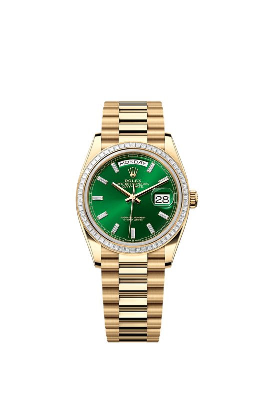 Day-Date 36 Oyster Perpetual Chronometer Watch 36mm 18ct Yellow Gold Bright Green Diamond Dial President Bracelet