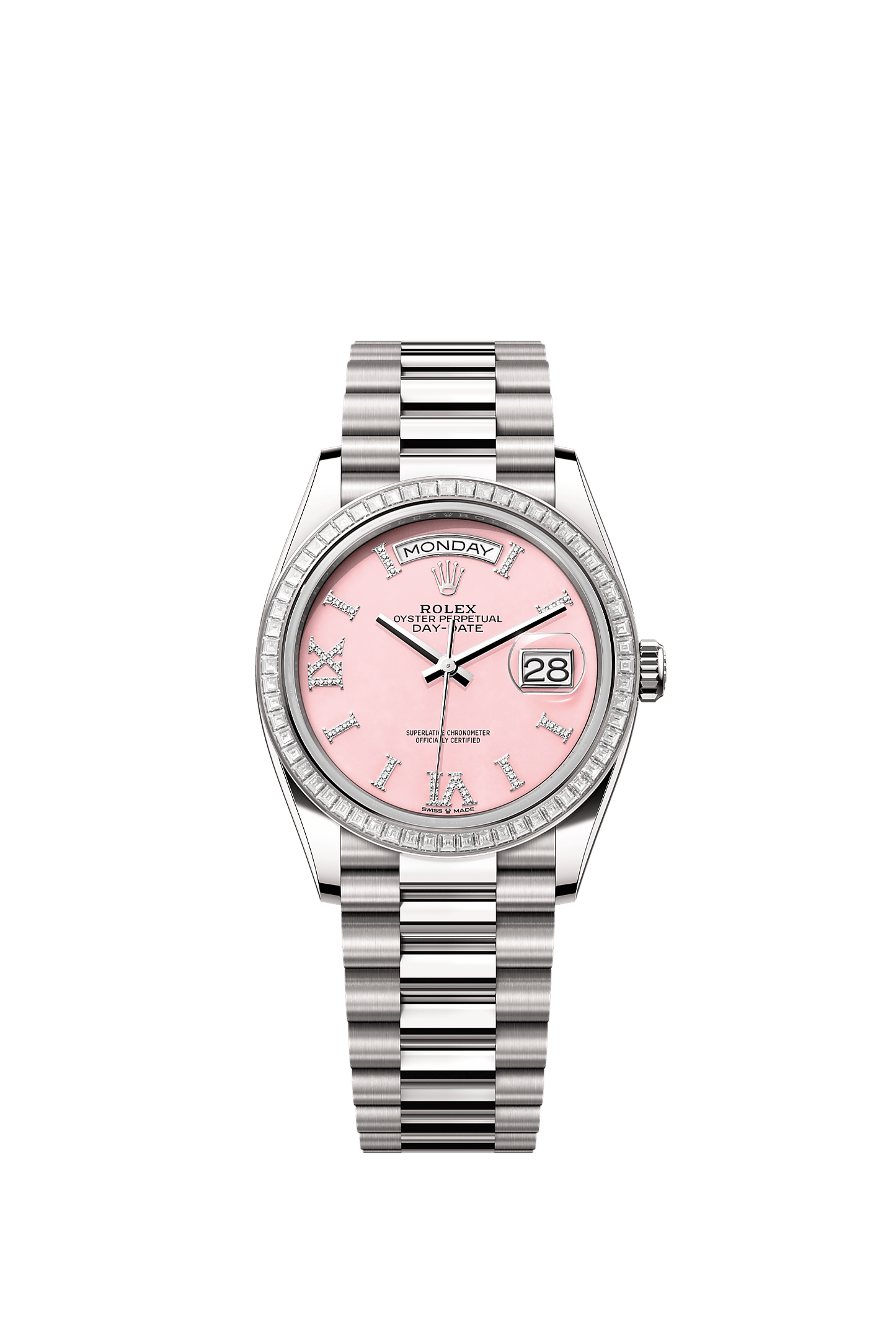 Day-Date 36 Oyster Perpetual Chronometer Watch 36mm 18ct White Gold Pink Opal Diamond Dial President Bracelet