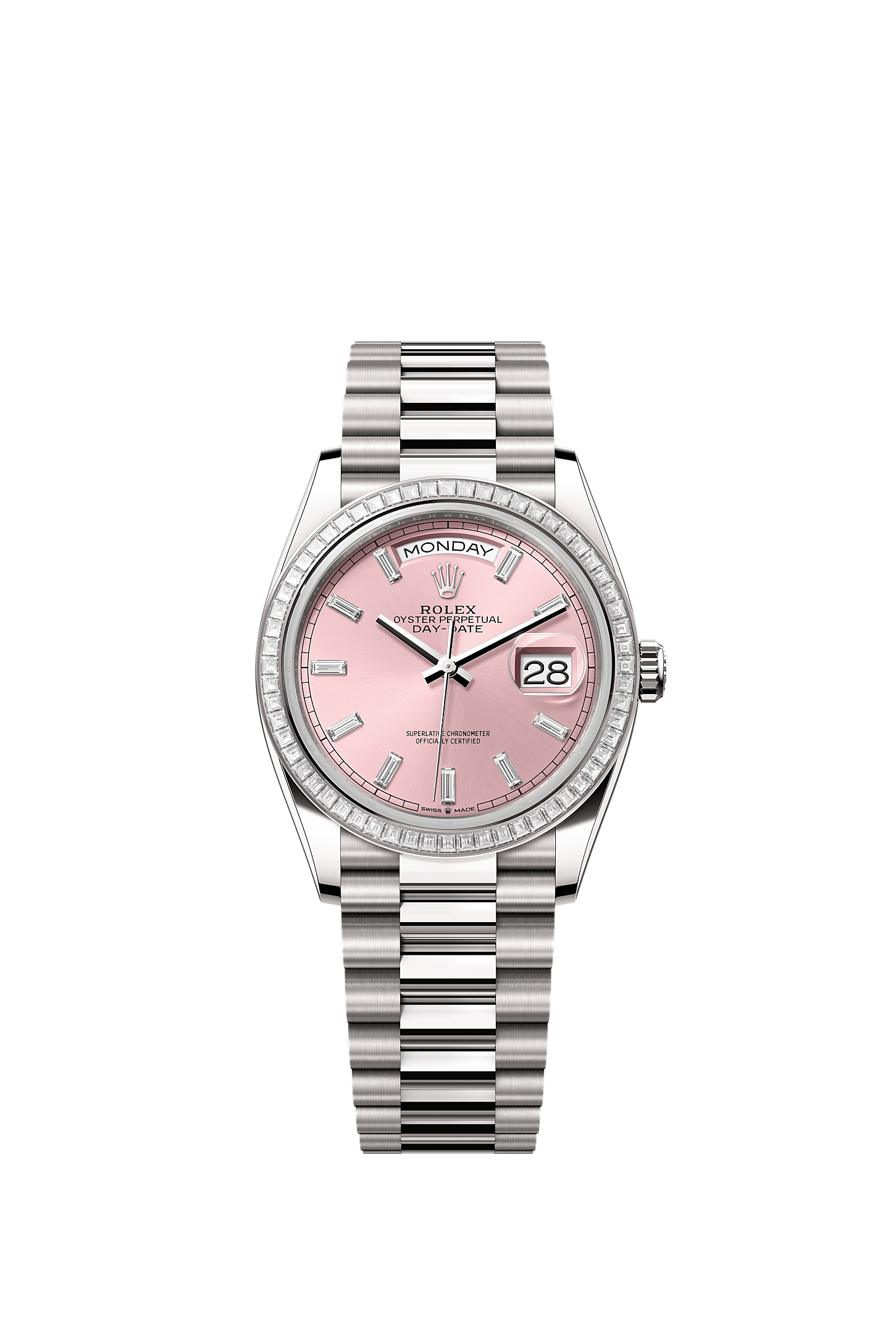 Day-Date 36 Oyster Chronometer Watch 36mm 18ct White Gold Pink Diamond Dial President Bracelet