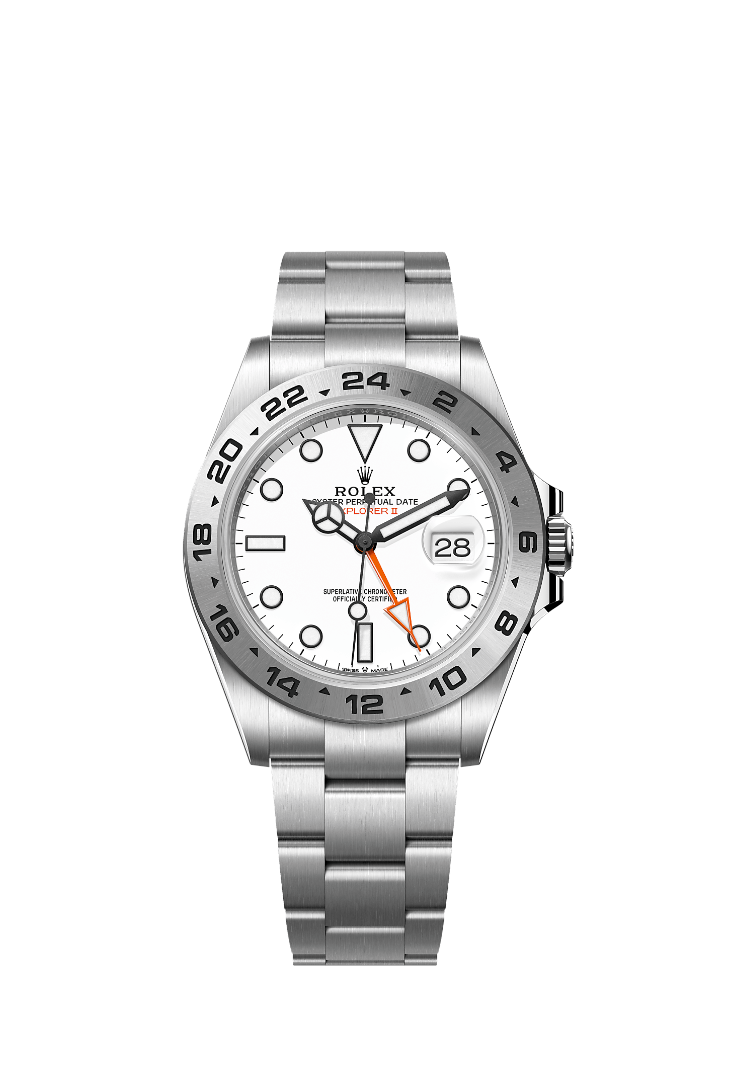 Explorer II 42mm Oystersteel White Dial Orange 24-Hour Hand Oyster Bracelet Self-Winding Watch
