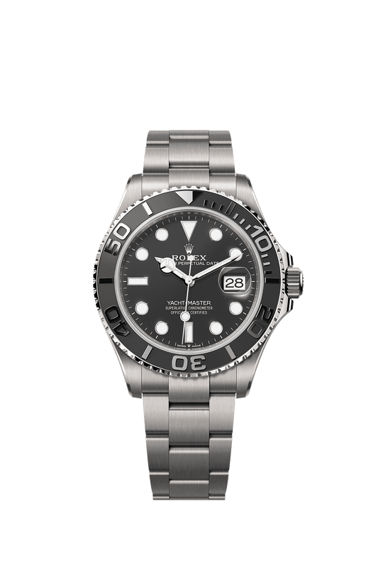 ساعة Yacht-Master 42 بقطر 42 مم من تيتانيوم RLX، ميناء أسود مكثف، سوار أويستر، ذاتية التعبئة