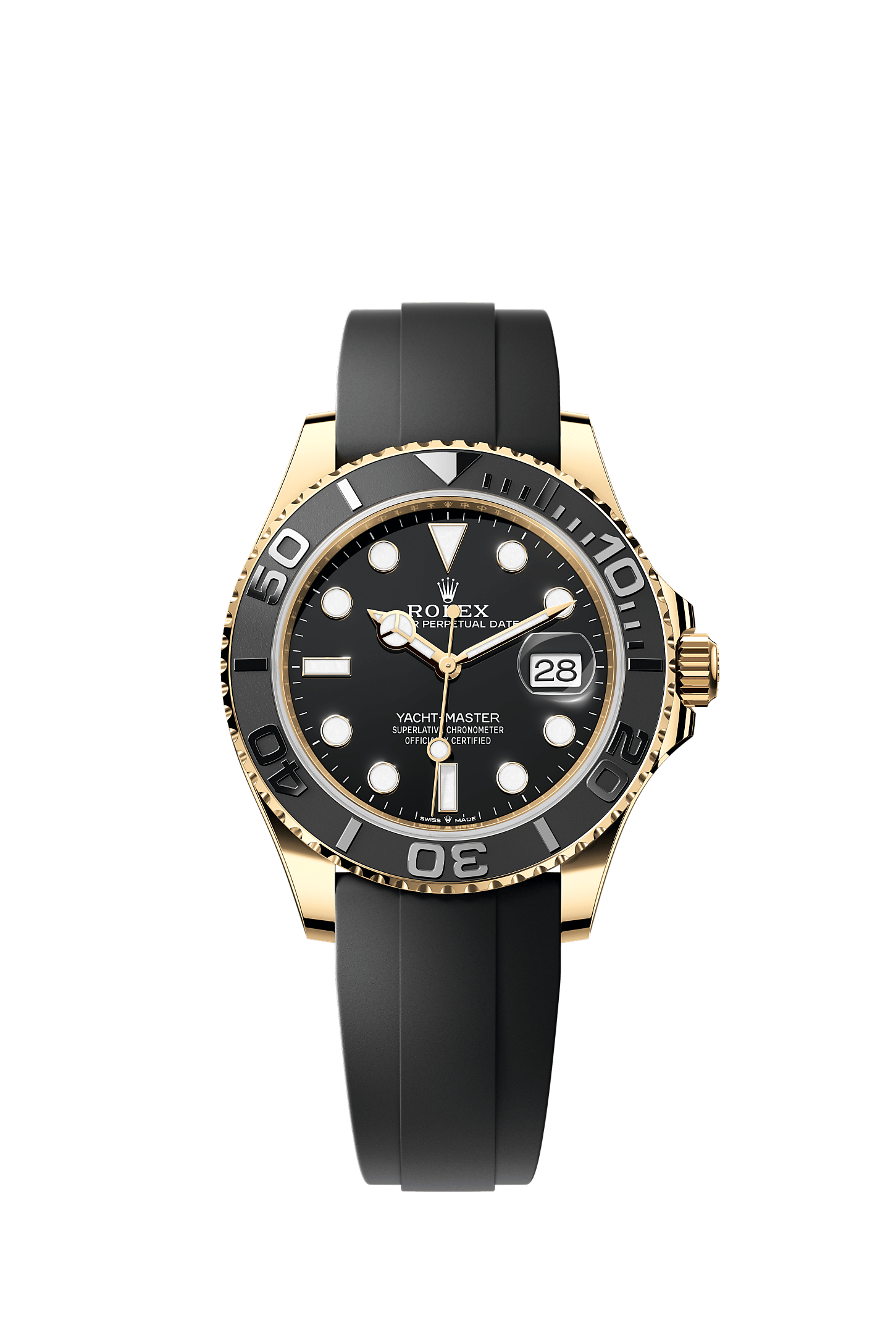 Yacht-Master 42 Oyster Chronometer Watch 42mm 18ct Yellow Gold Black Dial Oysterflex Bracelet
