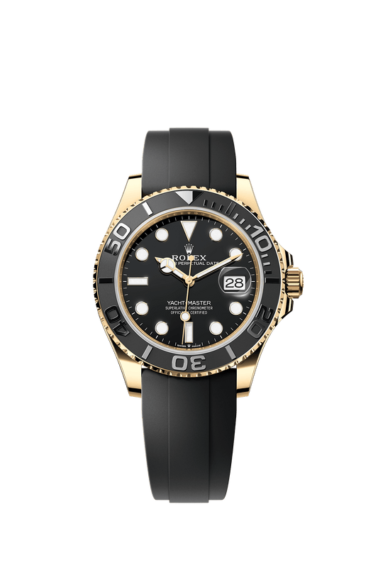 Yacht-Master 42 Oyster Chronometer Watch 42mm 18ct Yellow Gold Black Dial Oysterflex Bracelet
