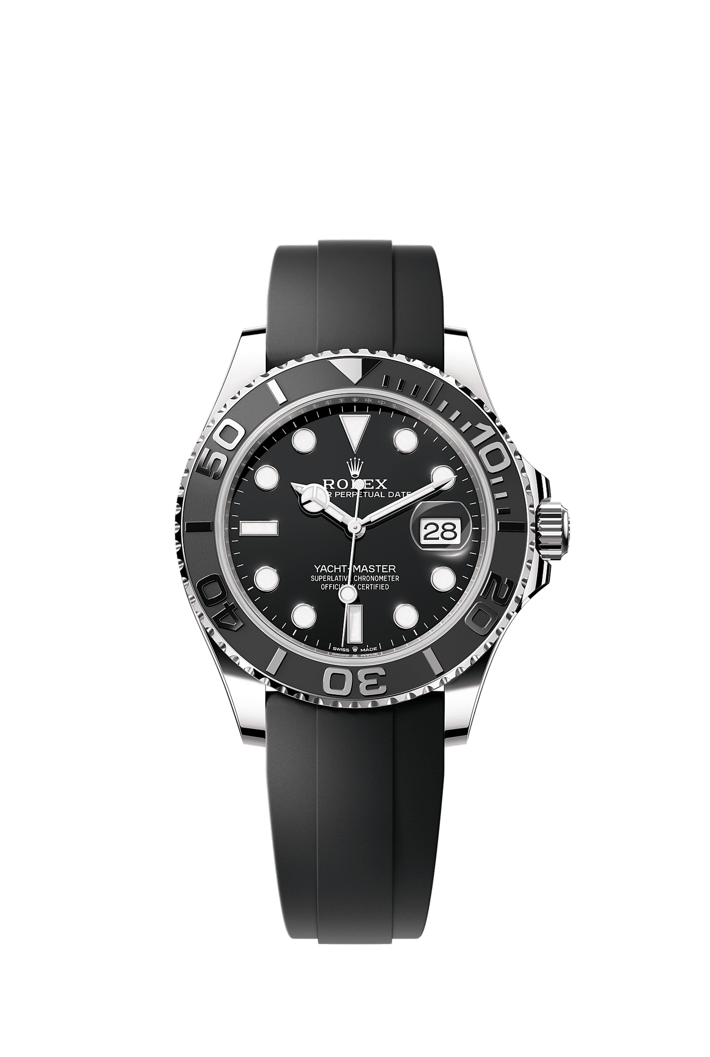 Yacht-Master 42 Oyster Perpetual Chronometer Watch 42mm 18ct White Gold Black Dial Oysterflex Bracelet