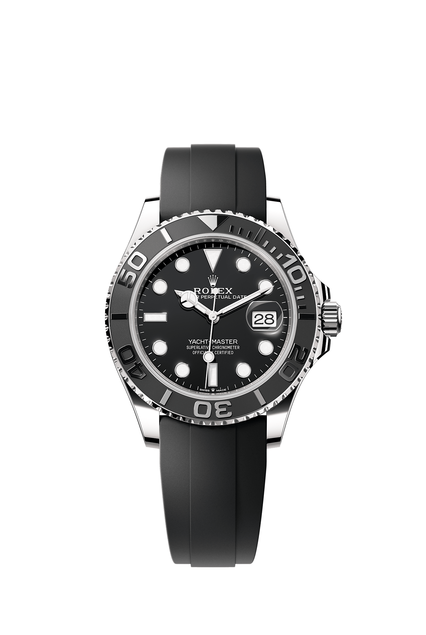 Yacht-Master 42 Oyster Perpetual Chronometer Watch 42mm 18ct White Gold Black Dial Oysterflex Bracelet