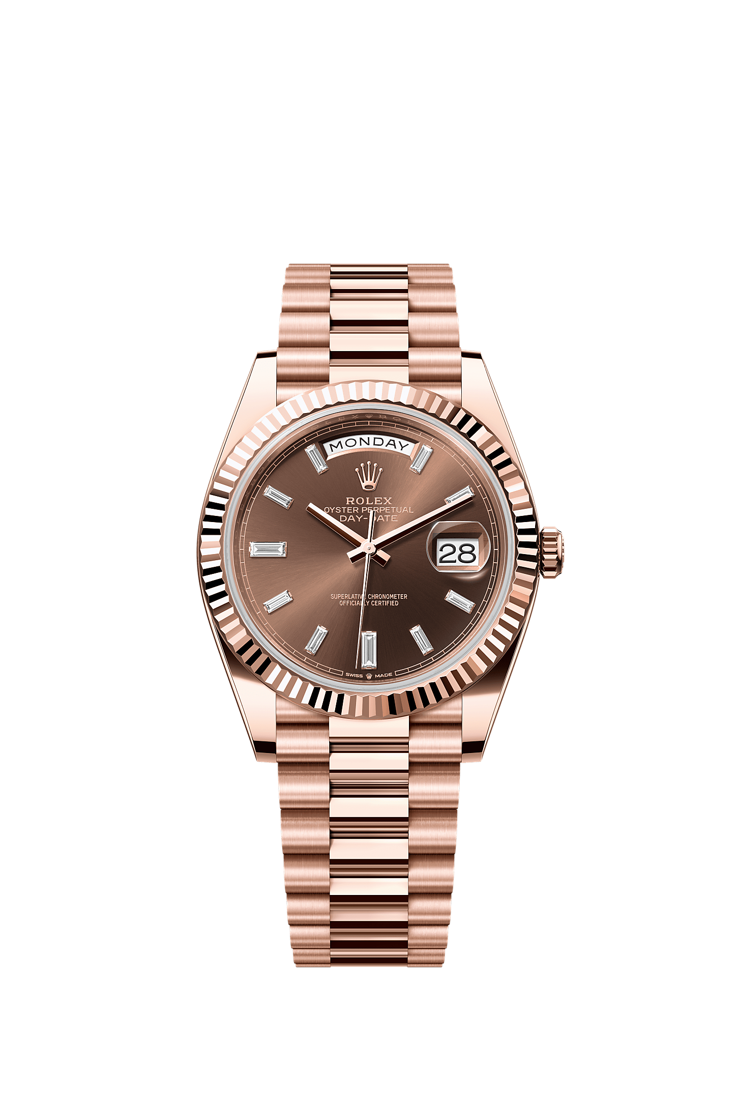 Day-Date 40 Oyster Perpetual Chronometer Watch 40mm 18ct Everose Gold Chocolate Diamond Dial President Bracelet