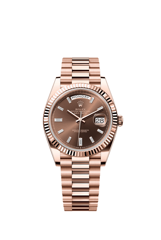 Day-Date 40 Oyster Perpetual Chronometer Watch 40mm 18ct Everose Gold Chocolate Diamond Dial President Bracelet